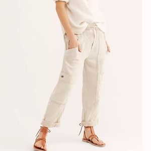 Free People Linen Feelin’ Good Utility Pull-On Pant